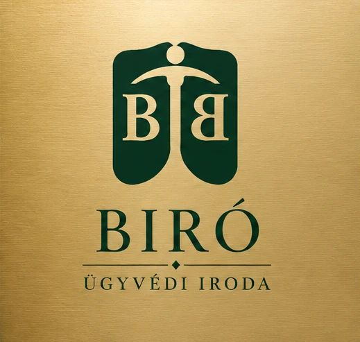 Biró Ügyvédi Iroda arany cégtáblája